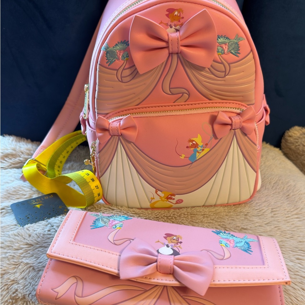 Loungefly Disney Cinderella 70th Anniversary Pink Mini Backpack & Wallet